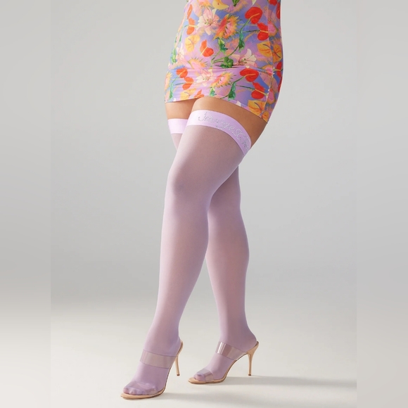 SAVAGE X FENTY DIVORCE COURT THIGH-HIGH STAY-UP STOCKINGS PURPLE LITE SIZE M/L - Picture 2 of 7